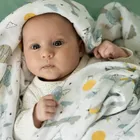 Petite&Mars, Misty, zestaw otulaczy z muślinu bambusowego, Whale Song, 120-120 cm, 2 szt.