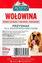 Petitto, miękkie kiełbaski z wołowiną, przysmak dla psa, 500g