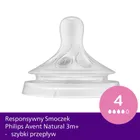Philips Avent, Natural, smoczek responsywny, 3 różne przepływy: średni, szybki, bardzo szybki, 3 szt.