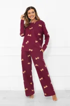 Piżama damska, bordowa, Italian Fashion