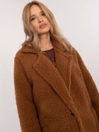 Płaszcz damski, brązowy, Italy Moda