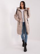 Płaszcz damski z kapturem, beżowy, Sublevel