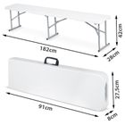 Plonos, ławka cateringowa ogrodowa składana, biała, 180 cm