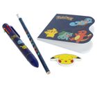 Pokemon, zestaw przyborów szkolnych: ołówek, gumka, sześciokolorowy długopis, kołobrulion, naklejki, 6 szt.