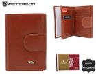 Portfel, brązowy, skórzany, Peterson