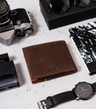 Portfel, brązowy, skórzany, Peterson