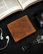 Portfel, brązowy, skórzany, Peterson