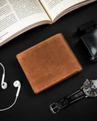 Portfel, brązowy, skórzany, Peterson