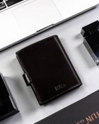 Portfel, ciemnobrązowy, skórzany, Peterson