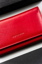 Portfel, czerwony, skórzany, RFID, Peterson