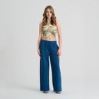 Prążkowany top khaki z domieszką modalu NOWEAR