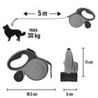 Pupilplanet, smycz automatyczna z pojemnikiem na worki, LED, 5m