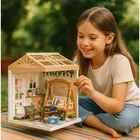 QBI, miniaturowy domek LED, wiejski ogród, puzzle 3D, 82 elementów