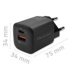 Qoltec Ładowarka Sieciowa 35w Gan Ultra, 5-20v, 2.25-3a, 1 X USB Typ C Pd, 1 X USB Qv 3.0, czarna
