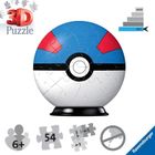 Ravensburger, Pokemon, Niebieska kula, puzzle 3D, 54 elementy