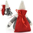 Saska Garden, mikołajek dekoracyjny z workiem na prezent, szary, 15 cm