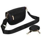 Saszetka na biodro, nerka, czarna, skóra ekologiczna, Peterson