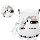 Sipo, kosz na zabawki XL, bawełniany, wodoodporny, zamykany na ściągacz, Koparki