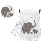 Sipo, kosz na zabawki XL, bawełniany, wodoodporny, zamykany na ściągacz, Słoniki