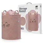 Sipo, Kot, kosz na zabawki XL, premium boucle, zamykany na ściągacz, różowy