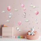 Sipo, naklejki na ścianę do pokoju dziecięcego, Króliczki i różowe balony