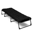 Składane łóżko turystyczne z materacem, czarne, 68-200 cm