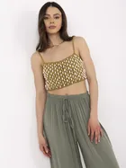 Spodnie damskie, khaki, Italy Moda