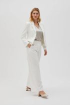 Spodnie materiałowe damskie, białe, Moodo