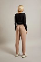 Spodnie materiałowe damskie, brązowe, Moodo