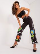Spodnie materiałowe damskie, czarne, Italy Moda