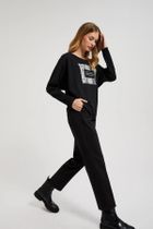 Spodnie materiałowe damskie, czarne, Moodo