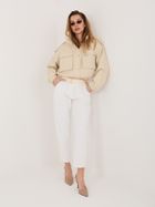 Spodnie materiałowe damskie, ecru, Italy Moda