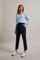 Spodnie materiałowe damskie, granatowe, Moodo