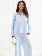 Spodnie materiałowe damskie, niebieskie, Italy Moda