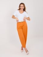 Spodnie materiałowe damskie, pomarańczowe, Italy Moda