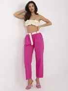 Spodnie materiałowe damskie, różowe, Italy Moda