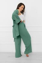 Spodnie materiałowe damskie, zielone, Bono, Italian Fashion