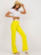 Spodnie materiałowe damskie, żółte, Italy Moda