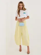 Spodnie materiałowe damskie, żółte, Italy Moda