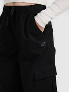 Spodnie materiałowe dziewczęce, baggy, czarne, 4F