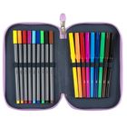 St.Right, piórnik rozkładany, potrójny, z wyposażeniem, Pink Butterflies