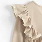 Sukienka dziewczęca z długim rękawem, beżowa, Nicol