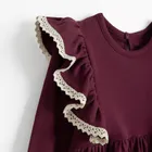 Sukienka dziewczęca z długim rękawem, burgundowa, Nicol