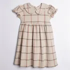 Sukienka dziewczęca z krótkim rękawem, beżowa, Nicol