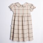 Sukienka dziewczęca z krótkim rękawem, beżowa, Nicol