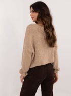 Sweter damski, oversize, beżowy, Italy Moda