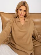 Sweter damski, oversize, beżowy, Rue Paris