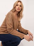Sweter damski, oversize, brązowy, Italy Moda