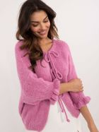 Sweter damski, oversize, różowy, Italy Moda