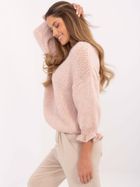 Sweter damski, oversize, różowy, Italy Moda